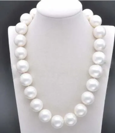 Énorme collier de perles rondes en coquillage de mer blanc du sud, véritable, 20mm, 18quot6849825