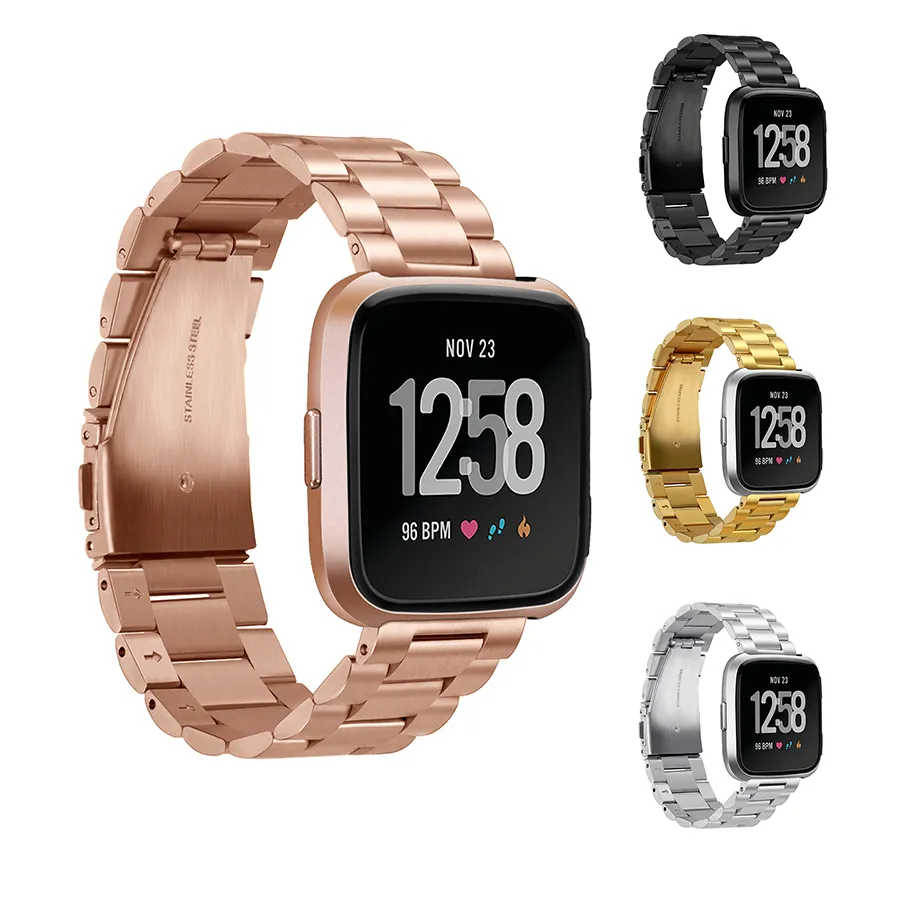 Cinturino in metallo da 23 mm per cinturino Fitbit Versa / Versa Lite Bracciale in acciaio inossidabile senza viti per Fitbit Versa Sostituisci accessori per braccialetti