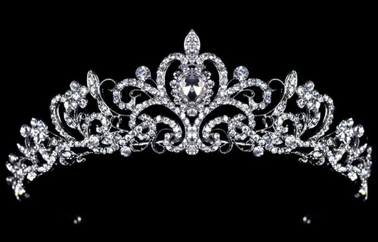 Alta qualidade Tiara Coroa Casamento Vitoriano Concurso de Baile de Formatura Prata Strass Cristal Tiara Faixa de Cabelo Jóias 265n