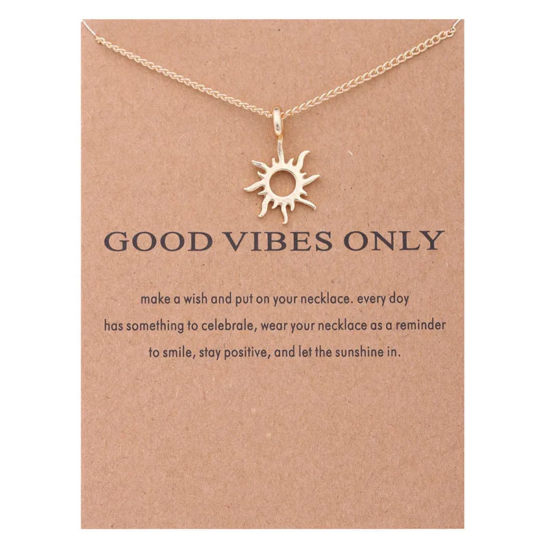 NO Dogeared LOGO Fashion Gold color Good Vibes Only Sun Choker Necklaces Pendants For Women Jewelry Mother Day Gift Wholesale