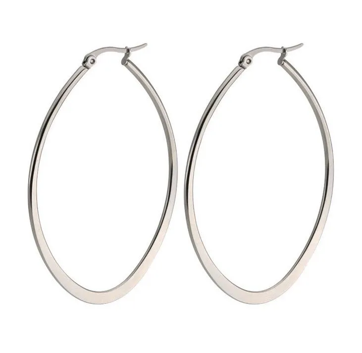 New Vintage Jewelry Brand Earrings Titanium Stainless Steel Gold Silver Black Hoop Earrings Big Size Women Earrings Accessories 10201T