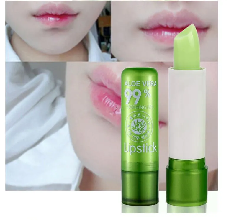 Nieuwe populaire waterdichte natuurlijke plant aloë gel lippenstift magie kleurtemperatuur verandering kleur aloë lippenstift vochtbescherming lip balsem