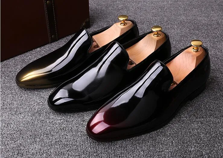Yeni Mens Kare Toe Tasarımcı Ayakkabı Marka Siyah Patent Deri Iş Gelinlik Ayakkabı, Moda Erkekler Oxfords 37-44 DHH1