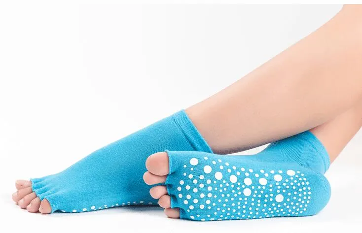 Donna a vita bassa Mezza punta Grip antiscivolo balletto Yoga Pilates Barre Toe Calzini Ragazza Moda Calzini sportivi Calzino bambini