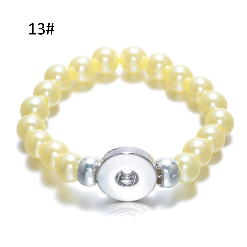 Neue Ankunft 16 Farben 12mm Perle Metallknopf Armband für Frauen Fit Chunky Austauschbare NOOSA Druckknopf Schmuck Diy Armband