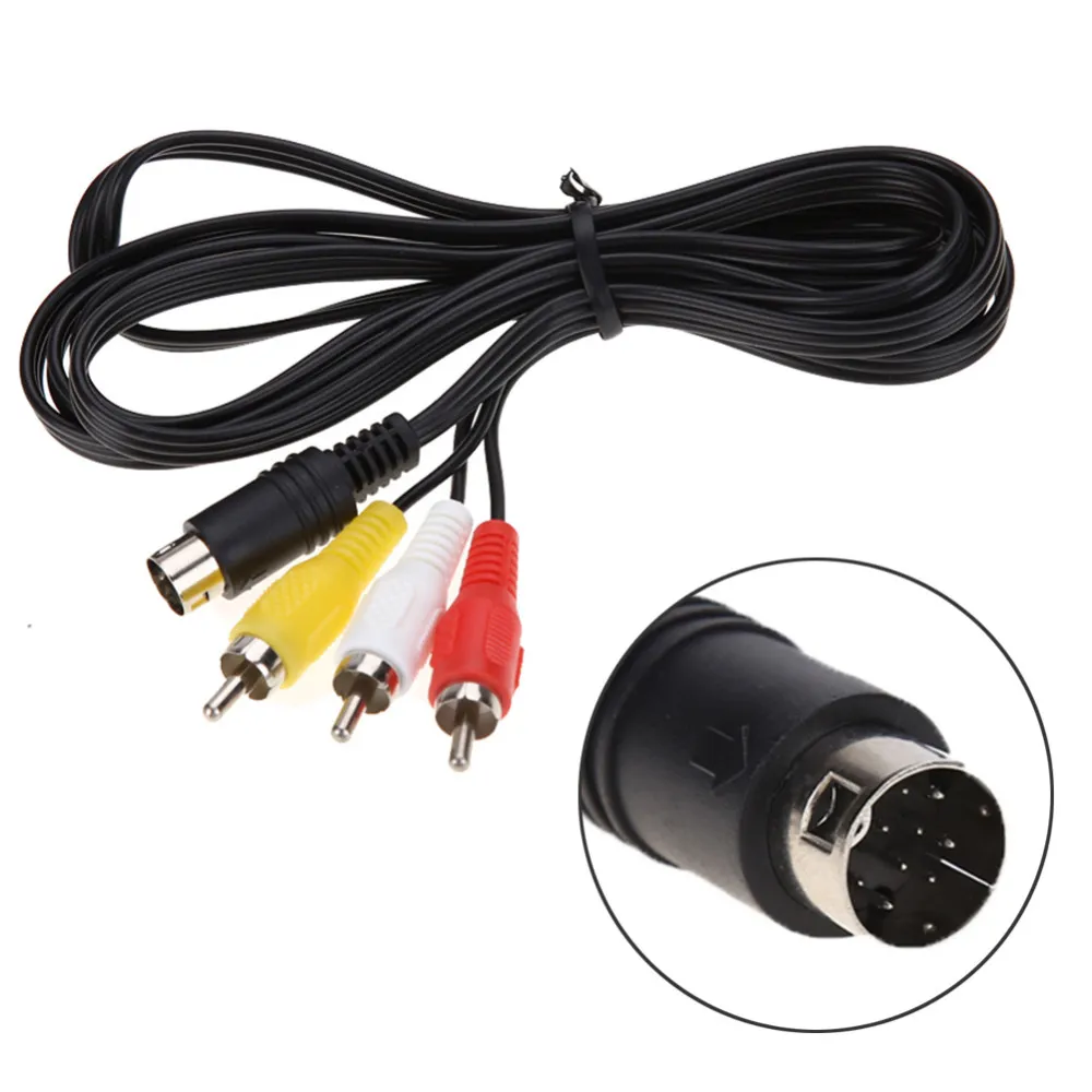 1.8M 10 pins Audio Video AV Cable For Sega Saturn A/V RCA Connection Cord Lead Nickle-Plated High Quality FAST SHIP