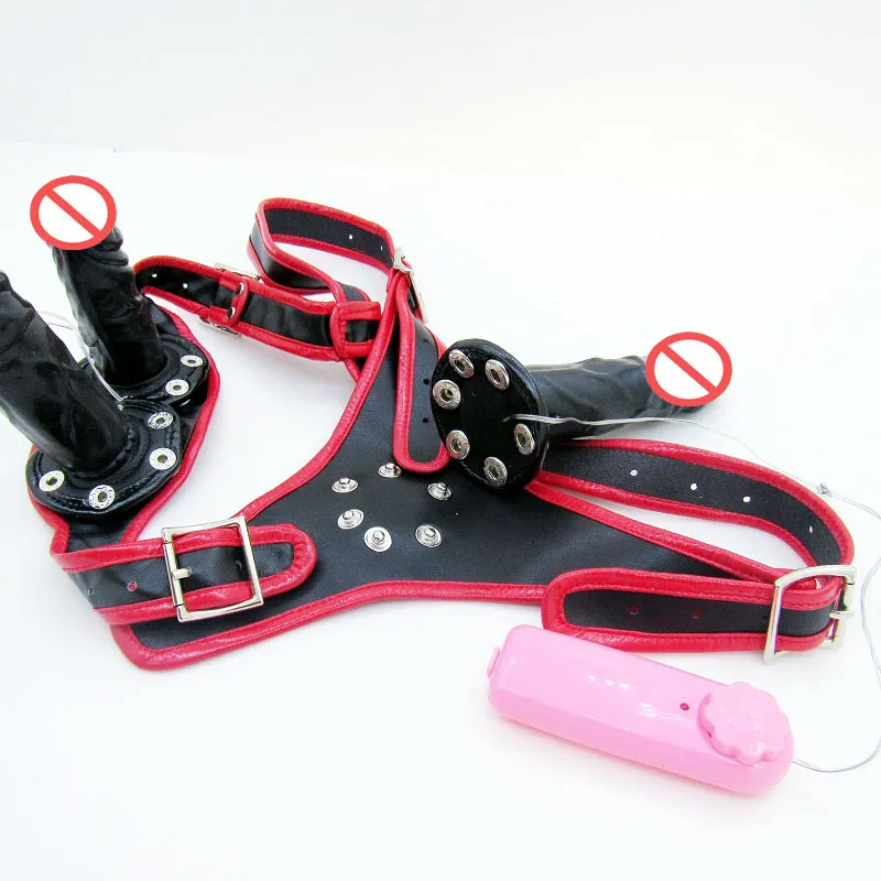 Nouveau 3in 1 sangle électrique sur godepénisAnal Plug portable harnais à trois têtes vibrateur godemichet anal jeu de sexe jouet pour Women9484596
