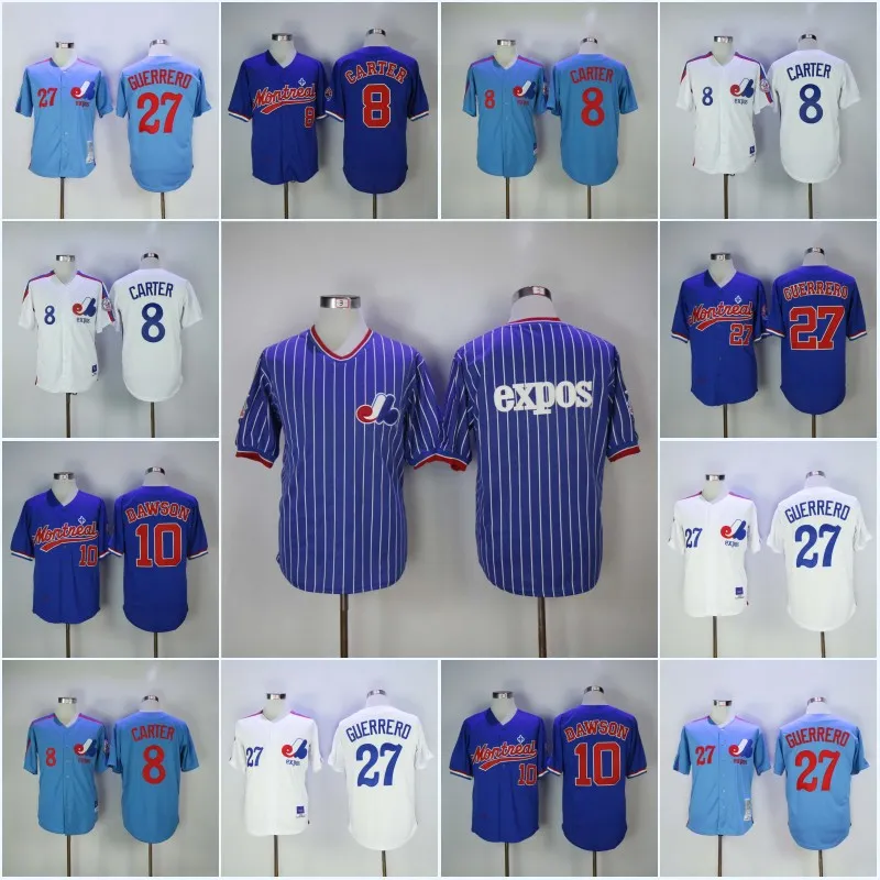 Men's Montreal Expos 8 Gary Carter 10 Andre Dawson 27 Vladimir Guerrero 45 Pedro Martinez 30 Raines 34 BryceHarper Baseball Jerseys FastShip