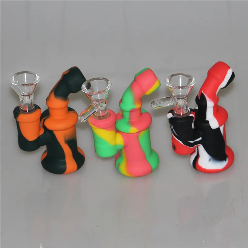 Silicone Oil Burner Bubbler water Bong mini heady Bongs pipe hookah small burners pipes dab rigs Oil rig for smoking