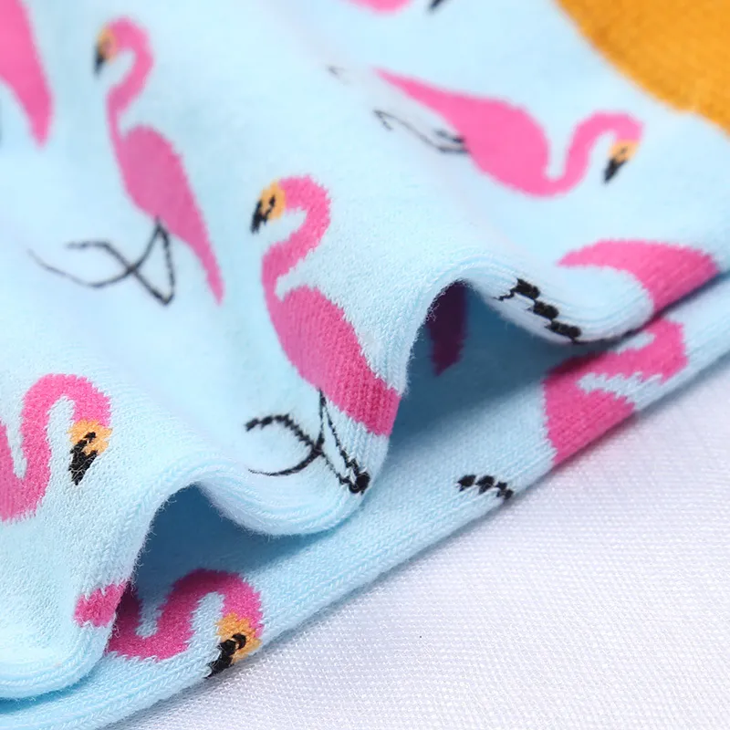 Flamingo Design Unisex Cotton Socks Knä High Happy Casual Sock Fashion Medium Strumpor för gåvor Högkvalitativ 4 1mz Z