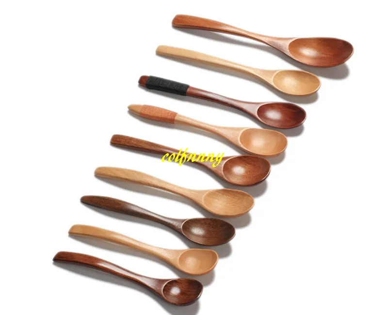 10pcs/lot 12.8cm 13cm 14cm 14.5cm 15cm 15.8cm 17.5cm Wooden Spoon Wood Honey coffee Tea Spoons Stirrer