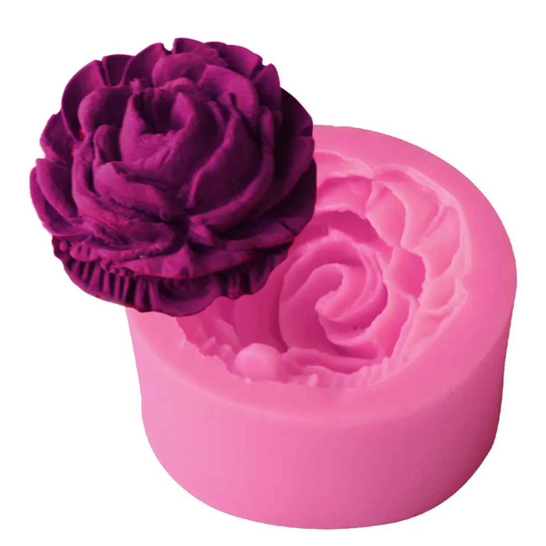 Lot de 3 moules 3D en silicone en forme de rose,Moule à gâteau en