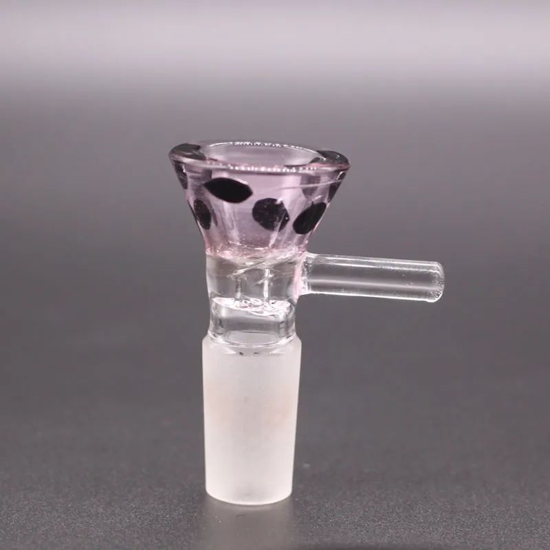 5mm thick glass bong slides with handle bowl funnel Male hourglass colorful 14mm Smoking accessories Water Pipe bongs 18mm bowls heady slide