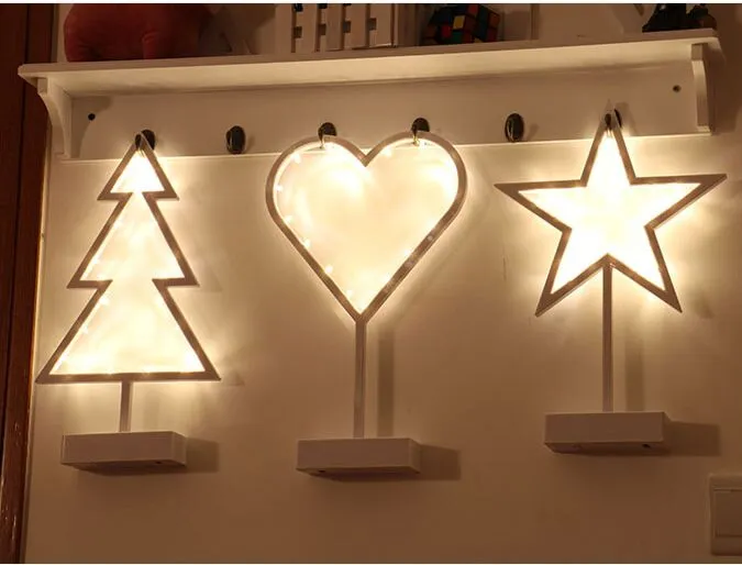 Battery Style Creative Led Star/Love Heart/Christmas tree Night Lights Lamp Led Flash Toys Lighting Table Lamps