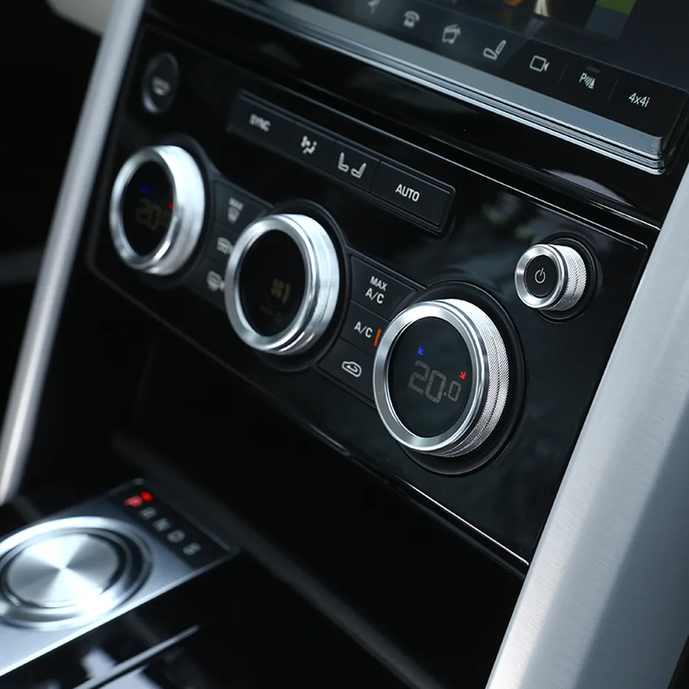 Pulsante del volume della console interruttore della manopola del condizionatore d'aria rivestimento adesivo decorativo per Land Rover Discovery 5 LR5 Accessori interni