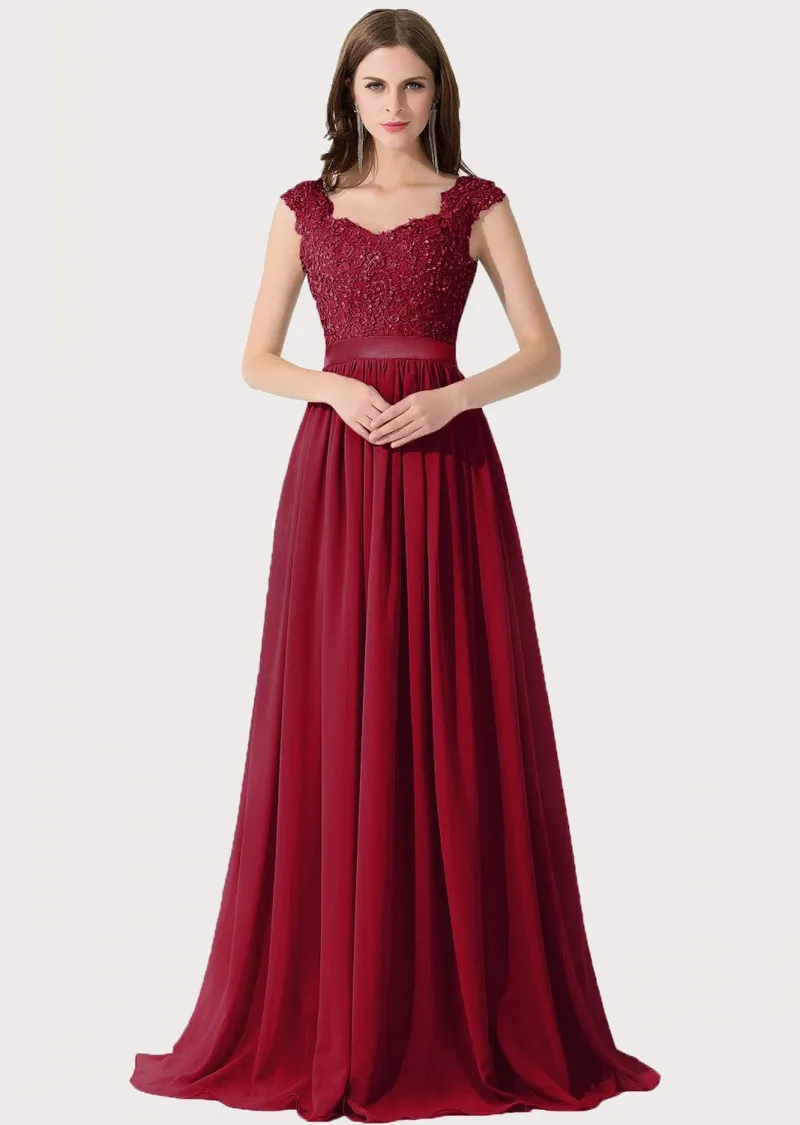 Vestidos De Graduación De Talla Grande A Line Sheer Lace Chiffon