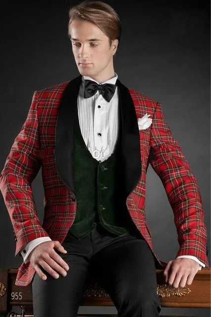 Klasik Stil Bir Düğme Damat Smokin Şal Yaka Groomsmen Best Man Blazer Erkek Düğün Takımları (Ceket + Pantolon + Yelek + Kravat) H: 695