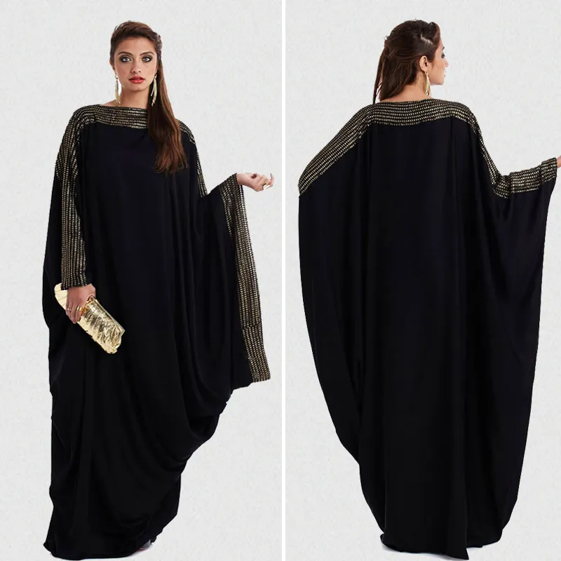 Artı Boyutu S ~ 6XL Kalite Yeni Arap Zarif Gevşek Abaya Kaftan İslam Moda Müslüman Elbise Giyim Tasarım Kadınlar Siyah Dubai Abaya