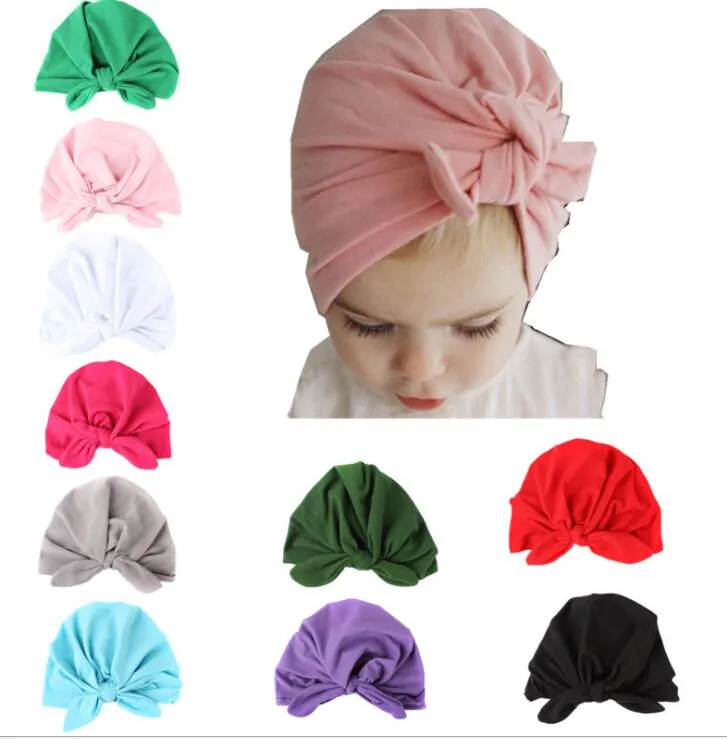 Lovely Infants warm cotton hat Knot bow Bunny ears beanie Maternity Baby Newborn Indian hats for Spring Autumn toddler beanies
