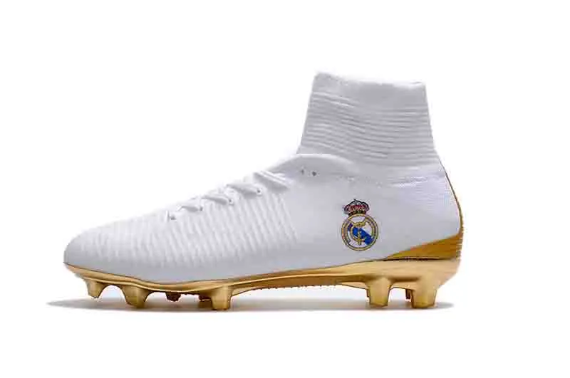 Original Real Madrid De Fútbol Zapatos De Oro Blanco Tacos De Fútbol Cristiano Mercurial Superfly FG Botas De Fútbol De 42,16 € | DHgate