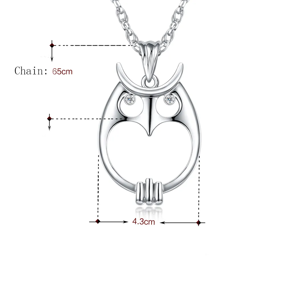 Collier loupe pour lire mode Collier pendentif hibou Plaqué rhodium avec cristal Collier loupe