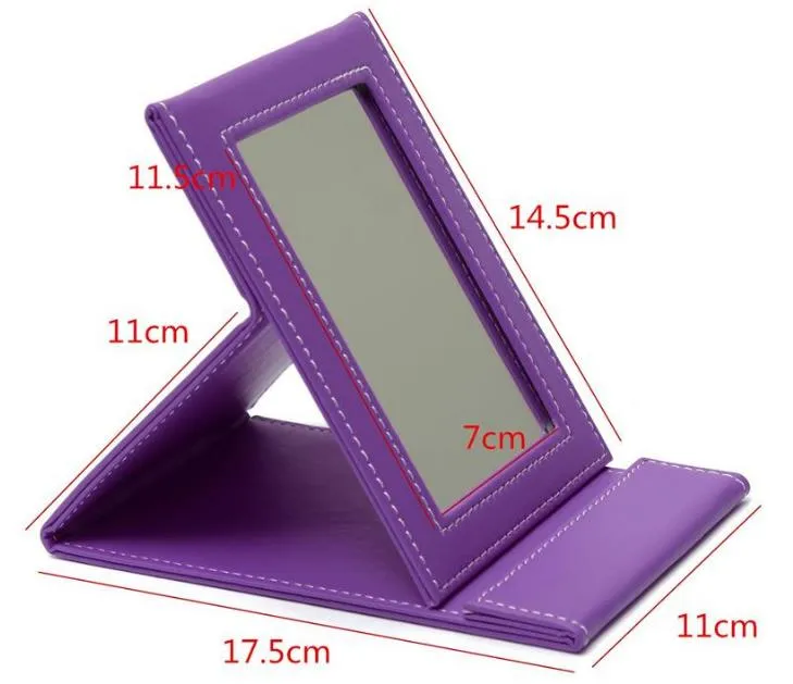 Tabletop Vanity Makeup Mirror Portable Folding Mirrors With PU Leather Standing Case Colorful Cosmetics Multi-used Tool Large SN1034