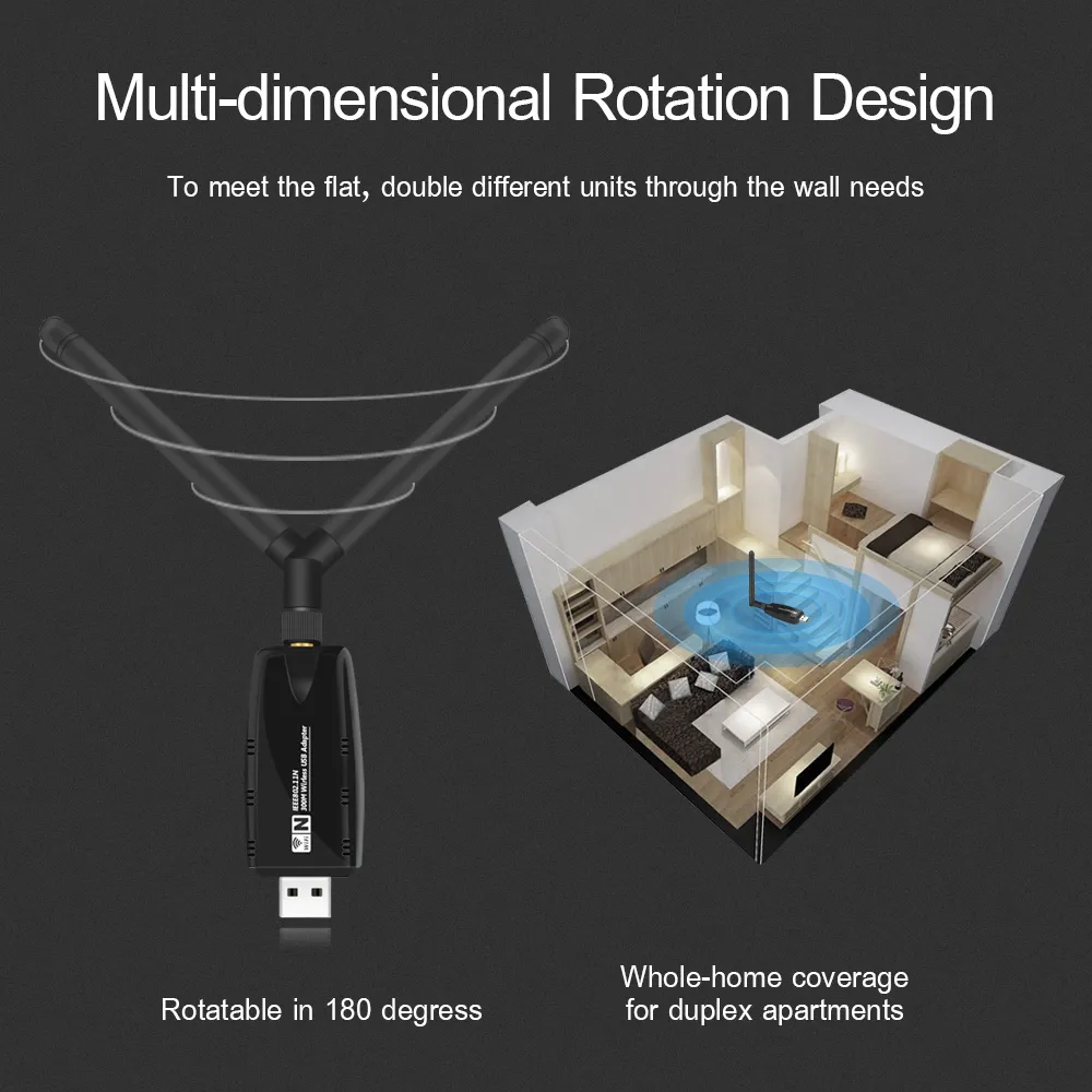 Mini USB WiFi Adapter Antenna WiFi Network Card LAN Wireless Network Card Dongle 300Mbps 20DB 80211BNG USB Ethernet Adapter5927269