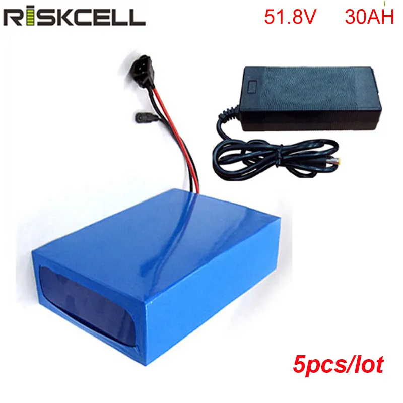 5pcs/lot 14S Electric Bike Battery pack 52V 30Ah Lithium ion Battery for 8fun BBS03 48V 1000W eBike Motor Kit