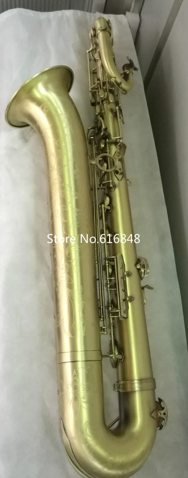 Margewate Brand Quality Baritone Saxofon Brass Tube Unique Vintage Copper Surface E Platinstrument med fodral kan anpassas logotyp