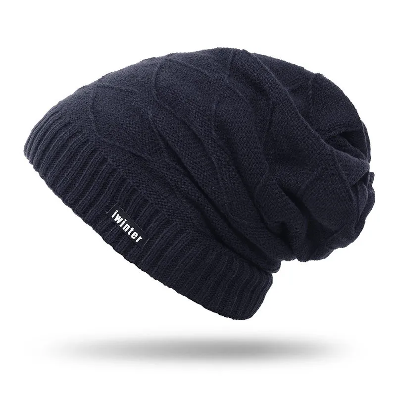 New True Letter Winter Hat Long Size Knitted Cap High Quality Casual Beanies For Men Women Solid Bonnet Cap3939478