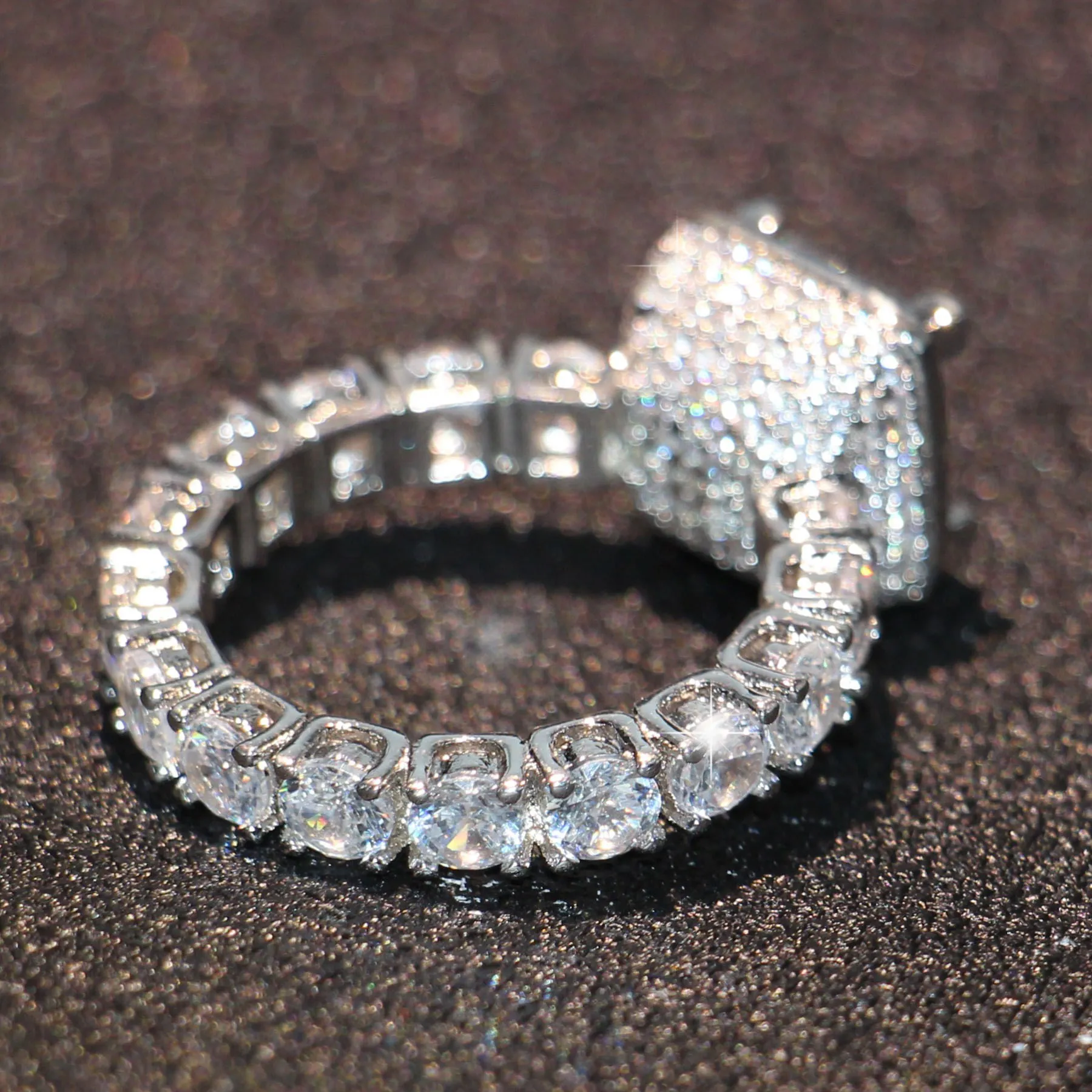 Sterling Silver Princess Cut CZ Wedding Band Ring Set For Women 925 ...