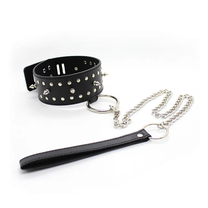 Låsbar PU Leather Dog Collar Bondage Slave Restraint Belt i vuxna spel för par Fetish Sex Products Leksaker för kvinnor och män - HS12