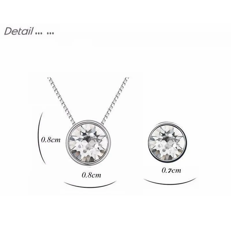 Crystals From rovski Round Pendant Necklace Stud Earrings Set For Women 2018 Jewelry Set Mother'S Gift7746809