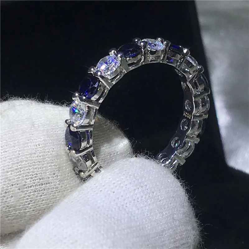 Classic Female infinity ring 925 Sterling silver Blue 5A zircon Cz Engagement wedding band rings for women Bridal Jewelry