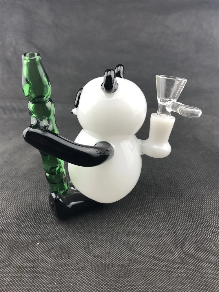 2018 Glow Glass Panda Bong Custom Glass Bong Bowl for Transport14MM4890432