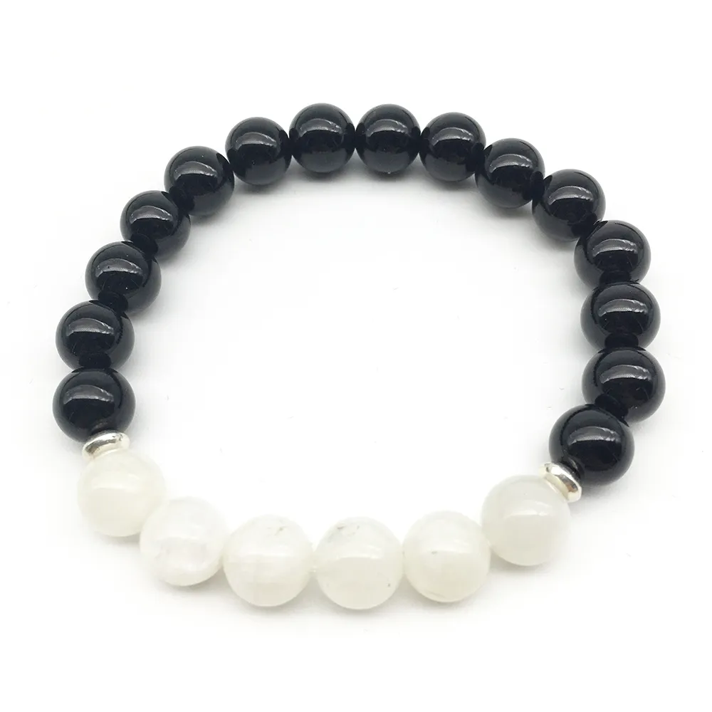 Pulsera SN1335 de diseño Vintage para mujer, pulsera de ónix negro de alta calidad, pulsera de equilibrio Yogi meditativo de piedra lunar Natural