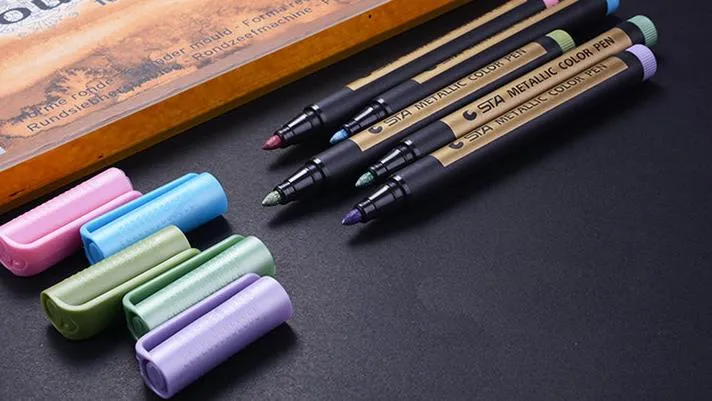 STA 8151 Metallic Marker Paint Pens-Medium Tip Paint Pens Metal Art  Permanent Marker Set for