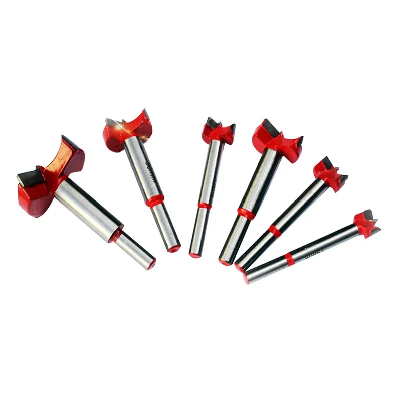 Buraco Woodworking Vermelho Serra Para Trabalhar Madeira Asa Plana Broca De Carbono Broca De Madeira para Madeira Buraco Saw Set Auger Abridor De Perfuração De Madeira Rodada Shank