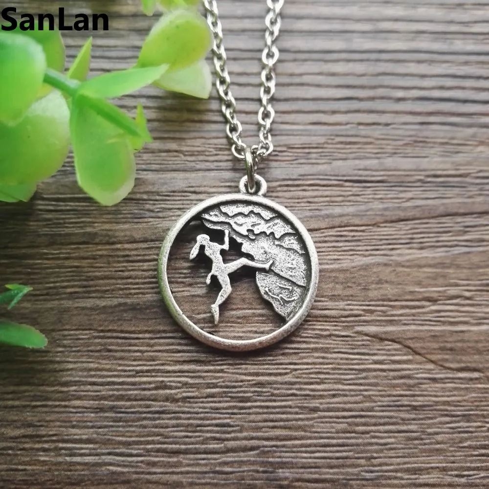 whole sale1pcs dropshipping Climber Girl silhouette woman GIRL ROCK CLIMBING NECKLACE comping jewelry SanLan