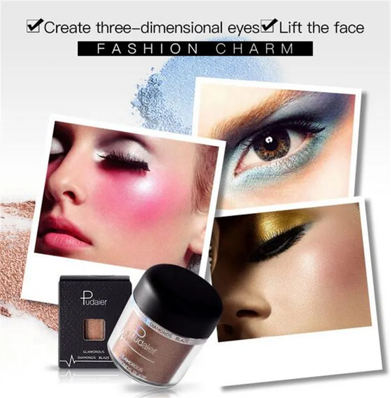 i PUDAIER Nuovo ombretto glitterato metallizzato singolo ombretto impermeabile Facile da indossare trucco opaco Shimmer Eye Shadow spedizione gratuita