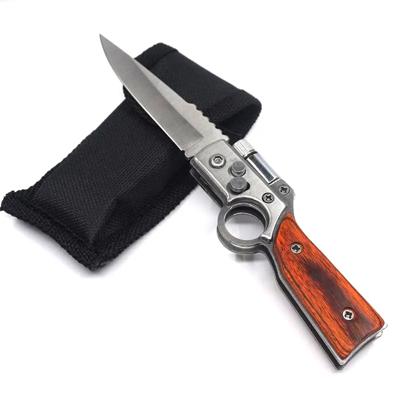 Liten AK47 Gun Knife Army Pocket Folding Kniv Taktisk Camping Utomhus EDC Tool Survival Knives Med LED-ljus