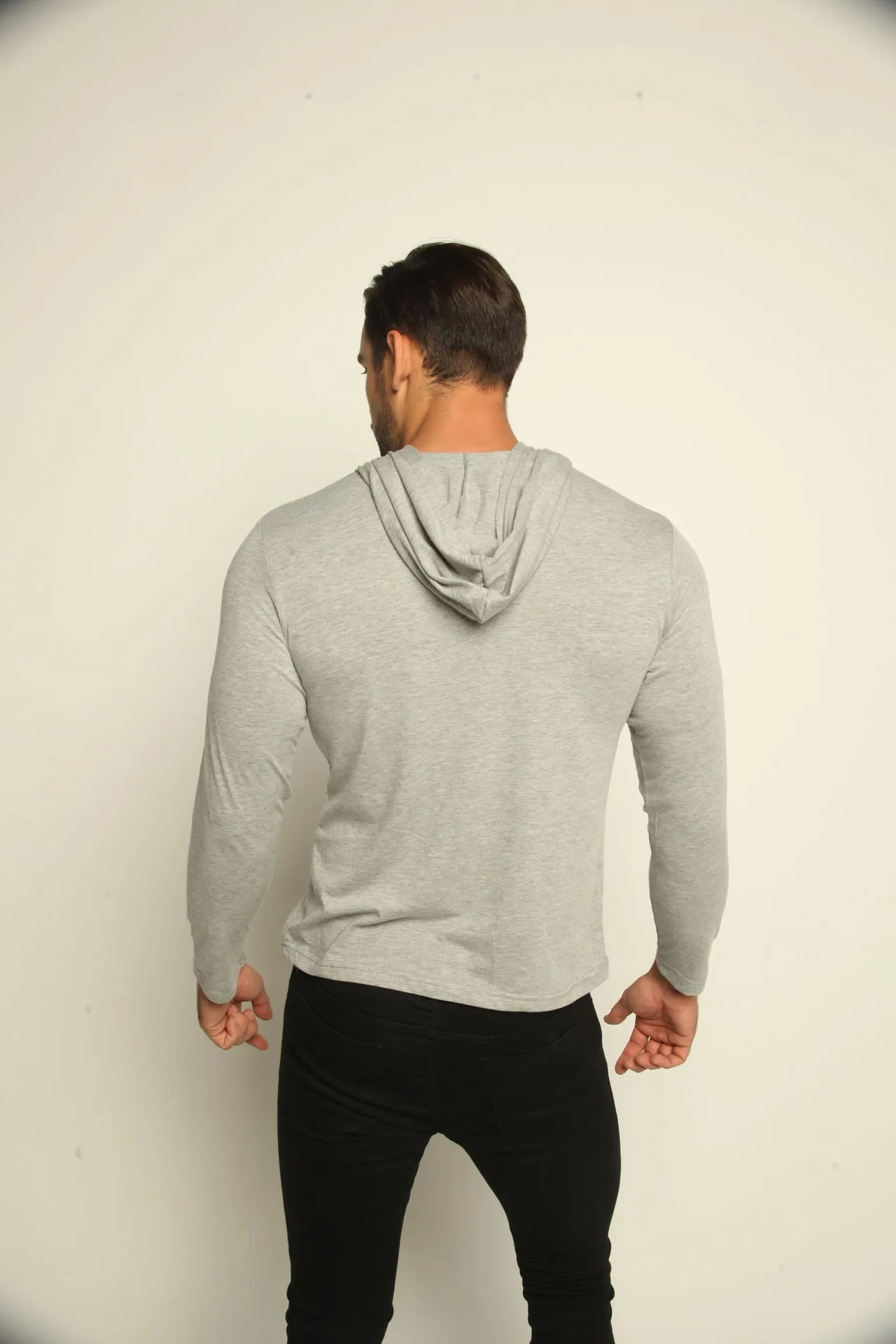 Felpe con cappuccio fitness da uomo GYM tinta unita con cappuccio atletiche casual felpe sportive top maniche lunghe257J