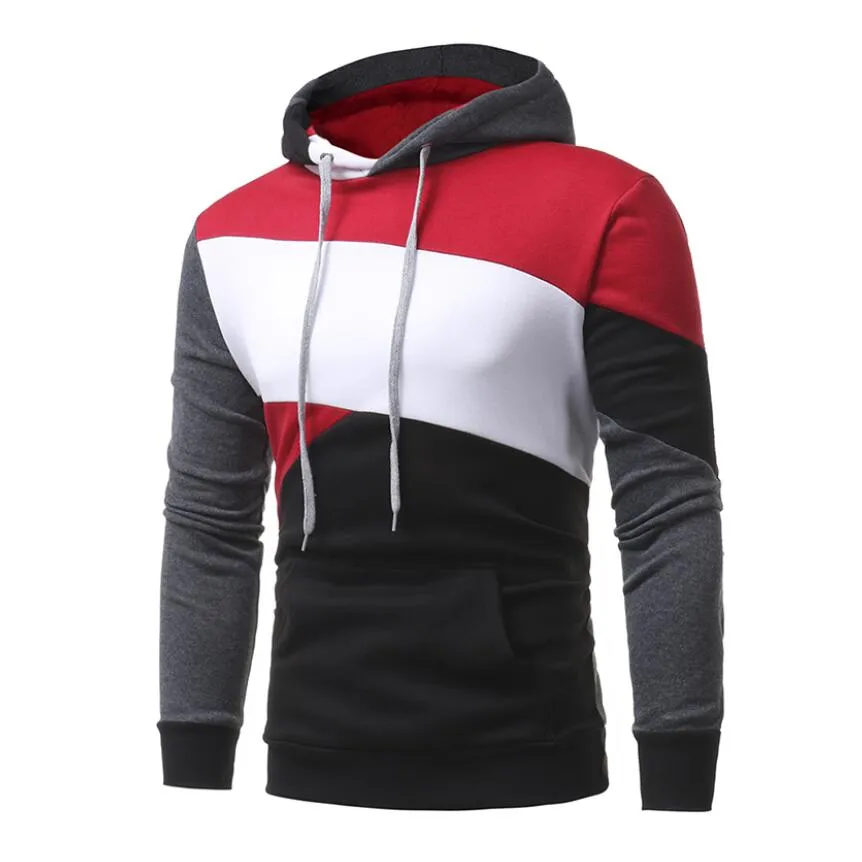 Pulôver de Algodão dos homens Hoodies Patchwork Moletom Com Capuz Primavera Pulôver Fino com Cap Fit Casaco Com Cordão e Bolsos Esportes Camisolas YZ