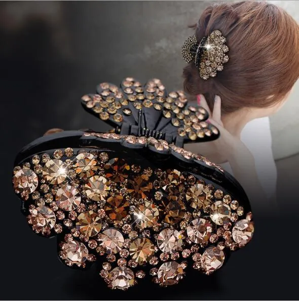 Gioielli capelli Grandi morsetti per conchiglie Francia Luxury Austriaco cristallo strass grande fanshaped Hair Claw Hart Diampe Giorno di San Valentino Regalo DHL