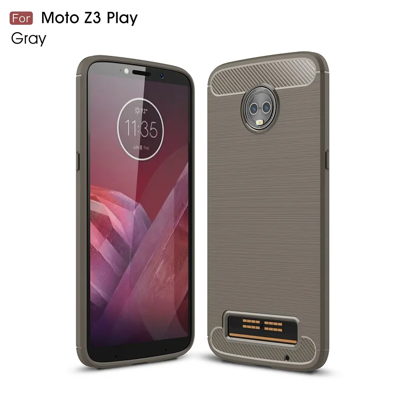 10st 2018 Nya mobiltelefonväskor för Motorola Z3 Play Carbon Fiber Heavy Duty Case för Moto Z3 Spela Backcover Gratis frakt
