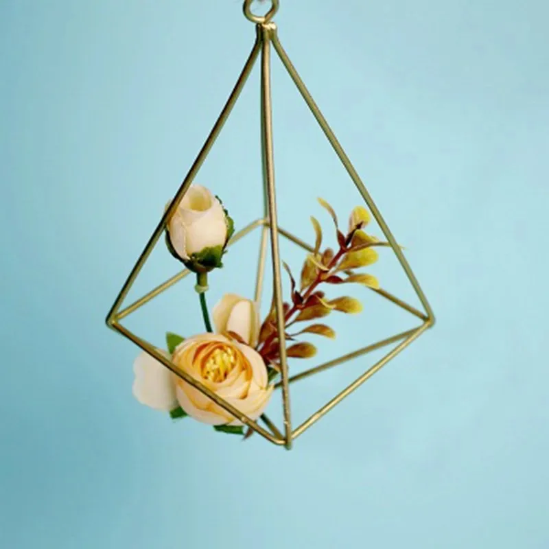 Metall vas järn geometri hängande planter vas geometrisk vägg dekorera behållare monterad blomkrukor vägg hem dekoration