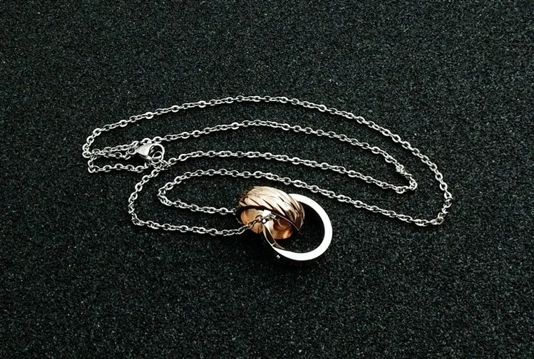 Halskette für Paare, Diamant-Buchstabe, Doppelring-Anhänger, Edelstahl-Halskette