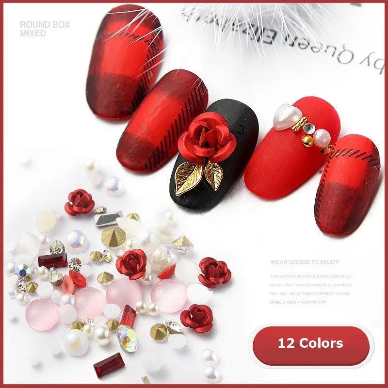 Amazon.com: 3D Rose Flower Nail Art Charms Acrylic Flower Nail Art  Rhinestones Spring Gems Acrylic Nail Supplies with Pearls Red Rose Metal  Flower Parts for DIY Manicure Supplies Nail Decor : Beauty