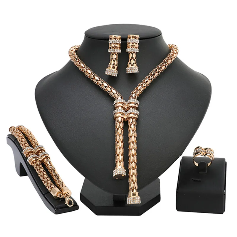 Aussage-Schmuck-Set Exquisite Dubai Gold Bunte Schmuck-Set Nigerianischen Hochzeit frau zubehör Großhandel