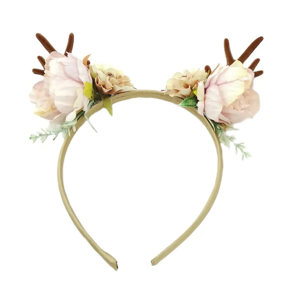 Peluche corno di cervo capelli Hoop Renne Antler Fascia Per Capelli Con Fiocco Festa Di Natale Costume di Scena 